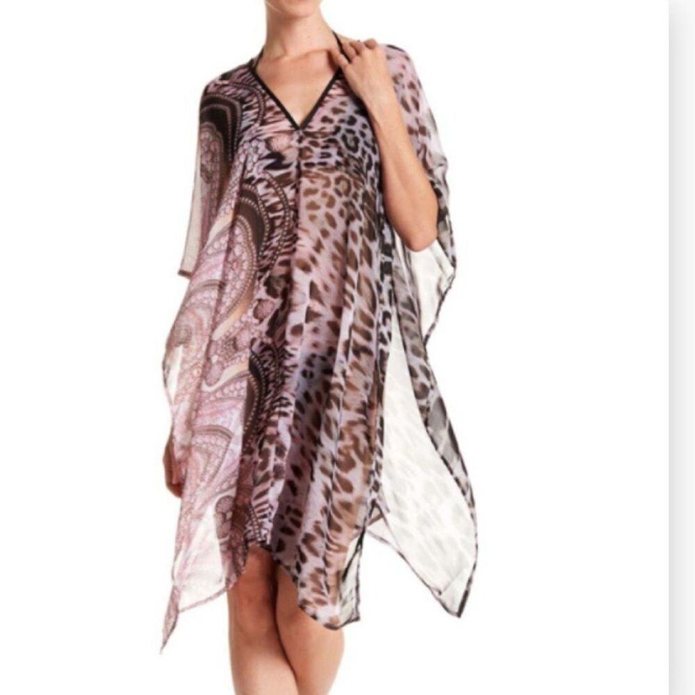 La Fiorentina Cheetah Semi Sheer Beach Cover Up One Size